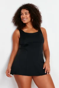 Trendyol Curve Black Square Neck Etekli Plus Size Swimsuit - Image 3