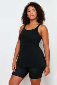 Trendyol Curve Black Cowl Neck Tankini Plus Size Swimsuit - Image 2