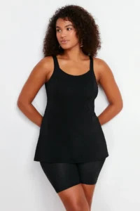 Trendyol Curve Black Cowl Neck Tankini Plus Size Swimsuit - Image 3