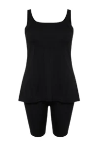 Trendyol Curve Black Cowl Neck Tankini Plus Size Swimsuit - Image 7