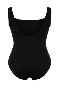 Trendyol Curve Black Square Neck Shirred Plus Size Swimsuit - Image 8