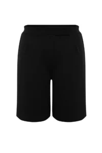 Trendyol Curve Black Pleated Detailed Snap Closure Plus Size Knitting Shorts & Bermuda - Image 8