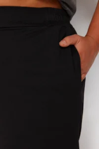 Trendyol Curve Black Button Detailed 100% Cotton Knitting Plus Size Shorts & Bermuda - Image 5