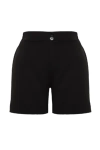 Trendyol Curve Black Button Detailed 100% Cotton Knitting Plus Size Shorts & Bermuda - Image 7