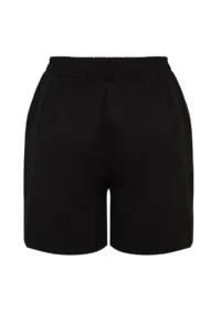 Trendyol Curve Black Button Detailed 100% Cotton Knitting Plus Size Shorts & Bermuda - Image 8