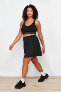 Trendyol Curve Black 2 Layer Knitting Sports Shorts Skirt - Image 2