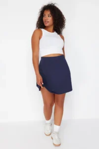 Trendyol Curve Navy Blue 2 Layer Knitting Sports Shorts Skirt - Image 2