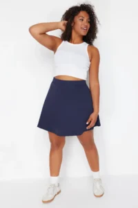 Trendyol Curve Navy Blue 2 Layer Knitting Sports Shorts Skirt - Image 3