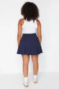 Trendyol Curve Navy Blue 2 Layer Knitting Sports Shorts Skirt - Image 6