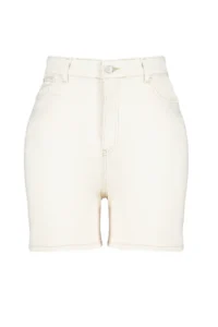 Trendyol Curve Ecru High Waist Mom Fit comfort/Middle Flexible denim Plus Size Shorts & Bermuda - Image 7