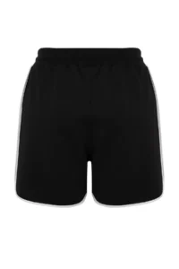 Trendyol Curve Black Slogan Printed Piping Detailed Knitting Plus Size Shorts & Bermuda - Image 8