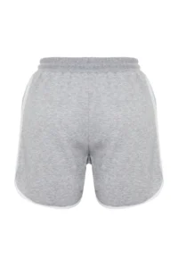 Trendyol Curve Gray Slogan Printed Piping Detailed Knitting Plus Size Shorts & Bermuda - Image 8