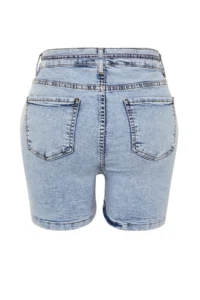 Trendyol Curve Light Blue High Waist Comofrt/Middle Flexible Straight Fit Plus Size denim Shorts - Image 8