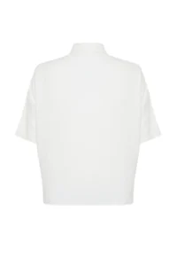 Trendyol Curve White Oversized Wide Pattern Poor Sleeve Weaving Shirt - Image 8