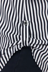 Trendyol Curve Navy Blue-White Viscose Long Sleeve Striped Plus Size Shirt - Image 5