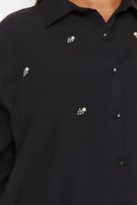 Trendyol Curve Black Plus Size Stone Embroidered Poplin Weaving Shirt - Image 5