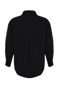 Trendyol Curve Black Plus Size Stone Embroidered Poplin Weaving Shirt - Image 8