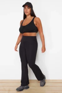 Trendyol Curve Black Brushed Soft Material flared leg Yoga Knitting Sports Leggings