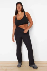 Trendyol Curve Black Brushed Soft Material flared leg Yoga Knitting Sports Leggings - Image 2