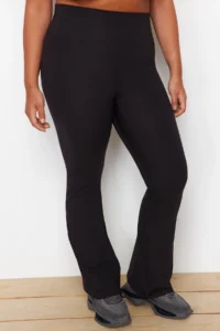 Trendyol Curve Black Brushed Soft Material flared leg Yoga Knitting Sports Leggings - Image 4