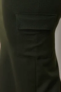 Trendyol Curve Khaki Pocket Detail Midi 100% Cotton Knitting Skirt - Image 5