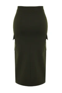 Trendyol Curve Khaki Pocket Detail Midi 100% Cotton Knitting Skirt - Image 8