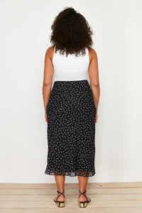 Trendyol Curve Black Polka Dot Fish Weaving Skirt - Image 6