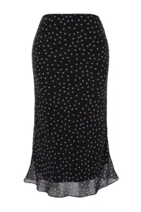 Trendyol Curve Black Polka Dot Fish Weaving Skirt - Image 7