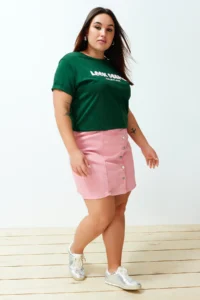 Trendyol Curve Pink buttoned Mini denim Skirt - Image 2