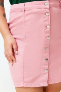 Trendyol Curve Pink buttoned Mini denim Skirt - Image 5