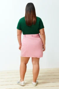 Trendyol Curve Pink buttoned Mini denim Skirt - Image 6