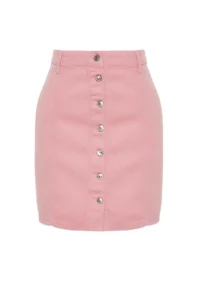 Trendyol Curve Pink buttoned Mini denim Skirt - Image 7