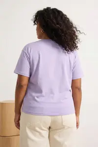 Trendyol Curve Purple Heart Accessory Detailed Oversized/Bol Cut 100% Cotton Knitting T-Shirt - Image 3