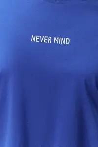 Trendyol Curve Saks Blue Slogan Printed Oversized 100% Cotton Knitting Plus Size T-Shirt - Image 5