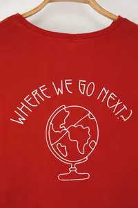 Trendyol Curve Brick Red 100% Cotton Back Printed Oversized Cut Crew Neck Knitting T-Shirt - Image 6