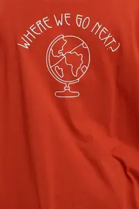 Trendyol Curve Brick Red 100% Cotton Back Printed Oversized Cut Crew Neck Knitting T-Shirt - Image 8
