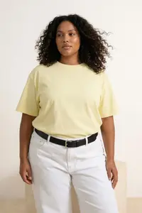 Trendyol Curve Yellow 100% Cotton Back Printed Oversized Cut Crew Neck Knitting T-Shirt - Image 6
