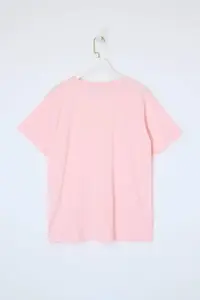 Trendyol Curve Pink Slogan Printed relaxed 100% Cotton Knitting Plus Size T-Shirt - Image 6