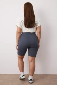 Trendyol Curve Anthracite- Dusty Rose High Waist 2 Sets Package Biker/Cycler/Short Plus Size Leggings - Image 4