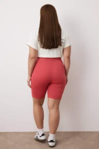Trendyol Curve Anthracite- Dusty Rose High Waist 2 Sets Package Biker/Cycler/Short Plus Size Leggings - Image 6