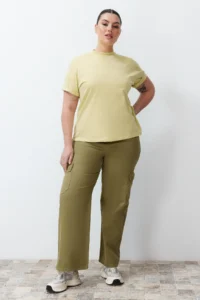Trendyol Curve Khaki Cargo with pocket Wide Cut jeans