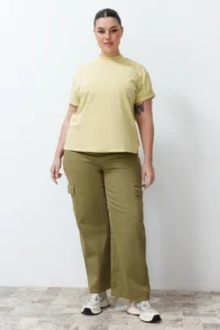 Trendyol Curve Khaki Cargo with pocket Wide Cut jeans - Image 2