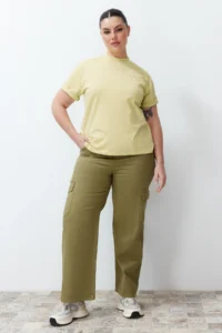 Trendyol Curve Khaki Cargo with pocket Wide Cut jeans - Image 3