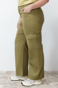 Trendyol Curve Khaki Cargo with pocket Wide Cut jeans - Image 5