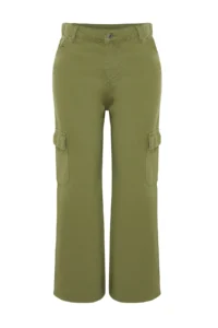 Trendyol Curve Khaki Cargo with pocket Wide Cut jeans - Image 7