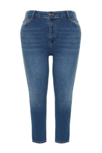 Trendyol Curve Dark Blue Super High Waist Flexible/Stretch Plus Size skinny jeans - Image 7