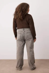 Trendyol Curve Gray High Waist Wide Leg denim plus size jeans - Image 4