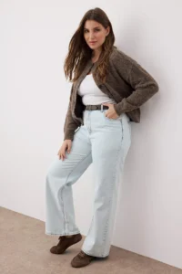 Trendyol Curve Buz Mavisi High Waist Wide Leg denim plus size jeans - Image 2