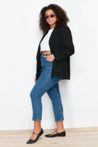 Trendyol Curve Mavi High Waist Short Size Flexible/Stretch Plus Size skinny jeans
