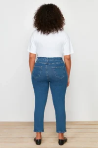Trendyol Curve Mavi High Waist Short Size Flexible/Stretch Plus Size skinny jeans - Image 6